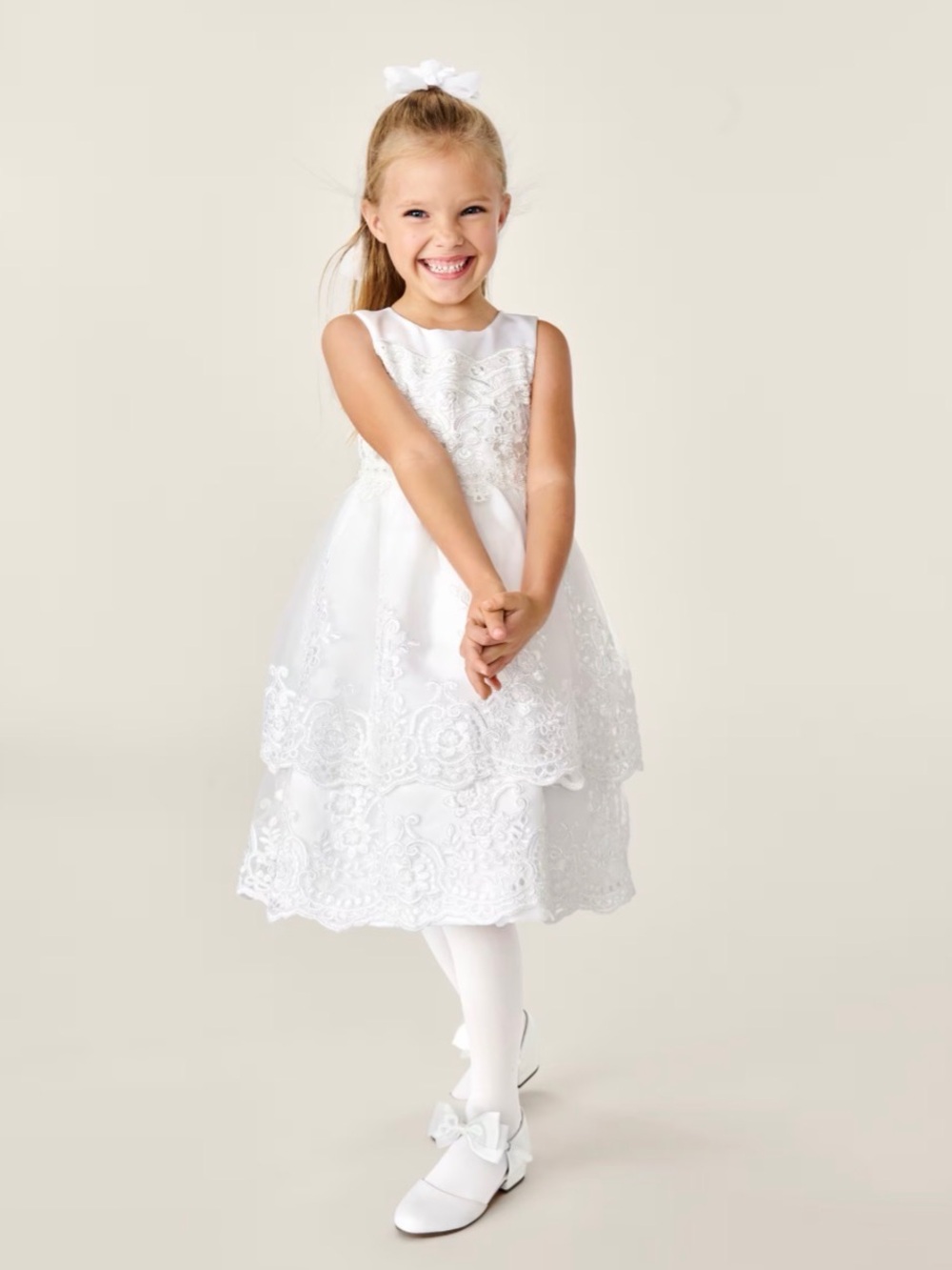 Gymboree Girls Lace Applique Tiered Dress Size 7